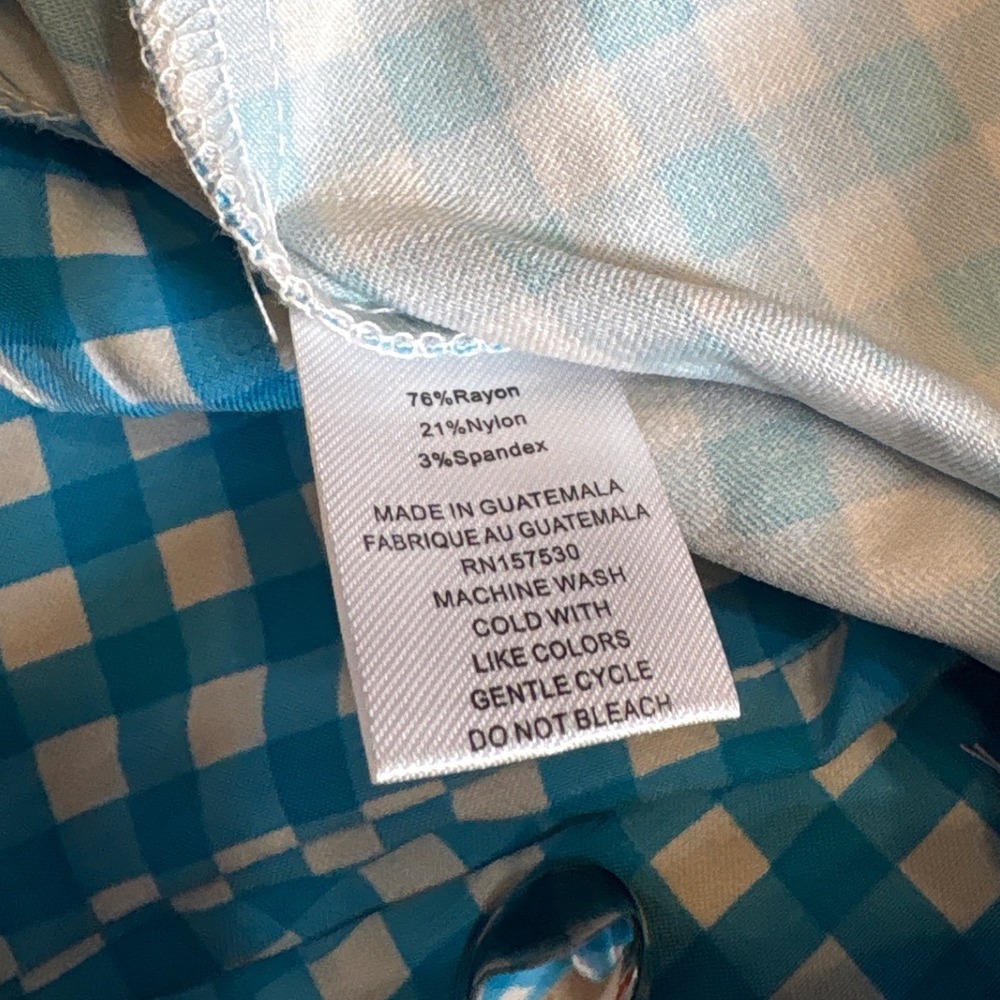 Ava & Grace Petite Turquoise Gingham Sailor Shorts Silver Button High Rise PL - Picture 6 of 6